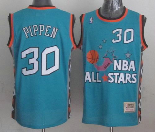 Chicago Bulls Mitchell And Ness #30 Scottie Pippen Light Blue 1996 All star NBA Jersey