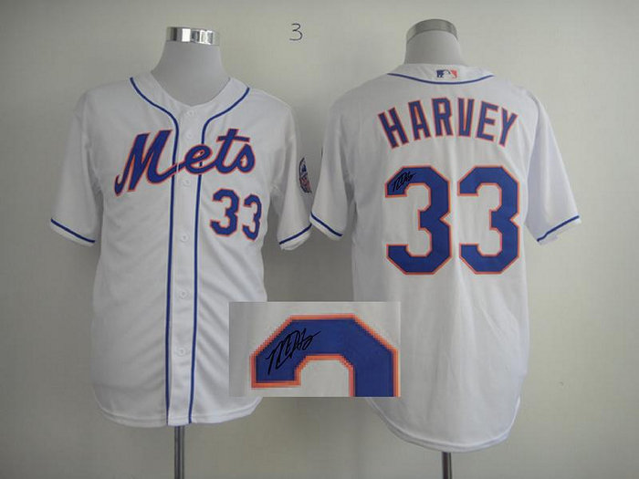 New York Mets 33 Matt Harvey 2013 All-Star Patch Cool Base White Signed Jersey