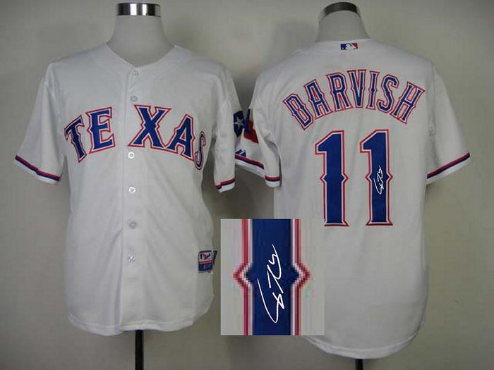 mlb texas rangers #11 darvish white Signed Jersey