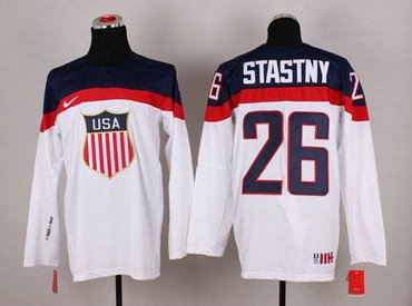 2014 Olympic Team USA #26 Paul Stastny White Hockey NHL Jersey