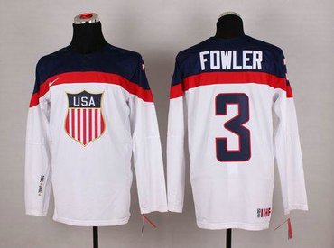 2014 Olympic Team USA #3 Cam Fowler White Hockey NHL Jersey 2014 Olympic Team USA #3 Cam Fowler White Hockey NHL Jersey