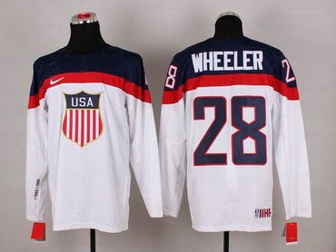 2014 Olympic Team USA #28 Blake Wheeler White Hockey NHL Jersey