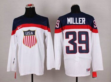 2014 Olympic Team USA #39 Ryan Miller White Hockey NHL Jersey