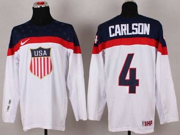 2014 Olympic Team USA #4 John Carlson White Stitched Hockey NHL Jersey
