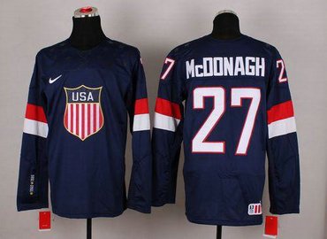 2014 Olympic Team USA #27 Ryan McDonagh Navy Blue Hockey NHL Jersey