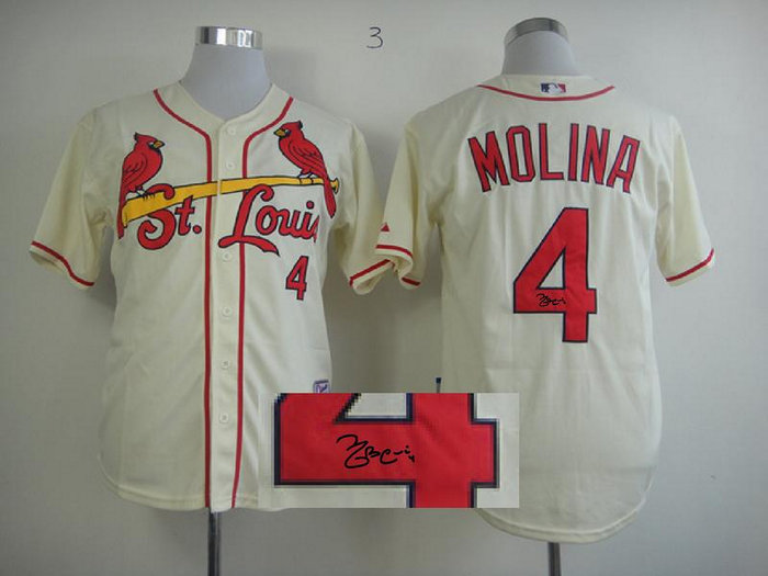 St Louis Cardinals #4 molina cream MLB Jerseys(Signed)