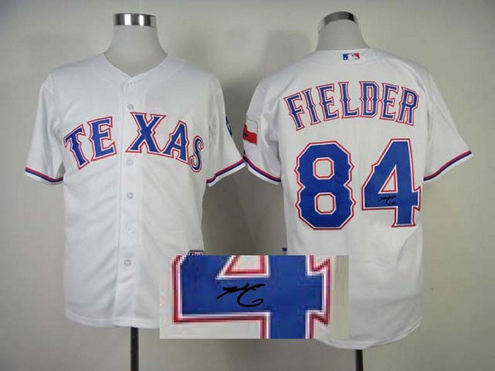 Texas Rangers #84 fielder white MLB Jerseys(Signed)