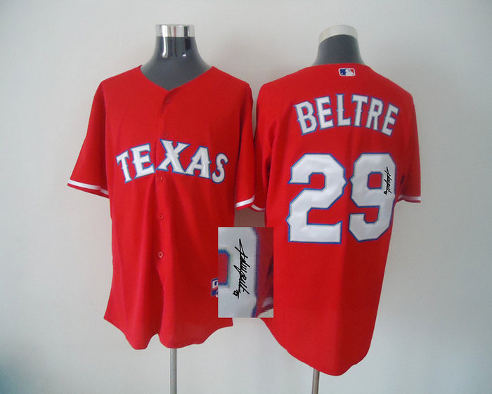 Texas Rangers #29 Adrian Beltre Red MLB Jerseys(Signed)