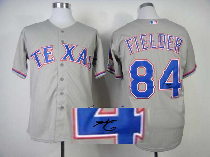 Texas Rangers #84 fielder grey MLB Jerseys(Signed)