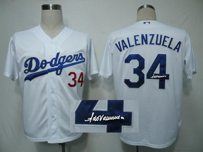 Los Angeles Dodgers 34 Fernando Valenzuela White Cool Base MLB Jerseys(Signed) Los Angeles Dodgers 34 Fernando Valenzuela White Cool Base MLB Jerseys(Signed)