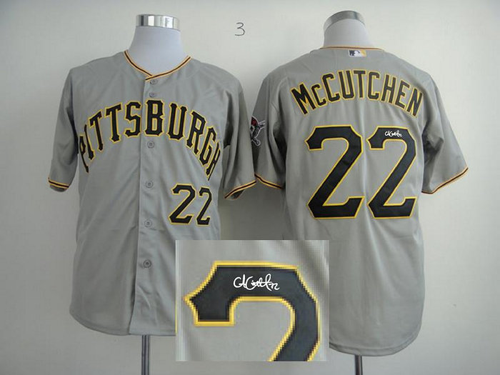 Pittsburgh Pirates 22 Mccutchen Grey Cool Base MLB Jerseys(Signed)
