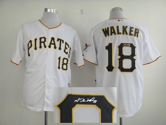Pittsburgh Pirates 18 Walker White Cool Base MLB Jerseys(Signed)
