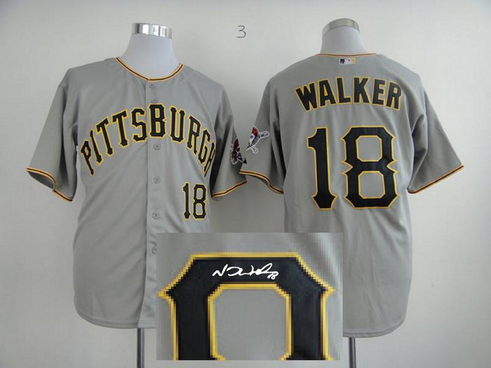 Pittsburgh Pirates 18 Walker Grey Cool Base MLB Jerseys(Signed)