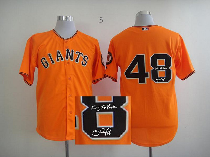 San Francisco Giants 48# Pablo Sandoval Orange MLB Jerseys(Signed)