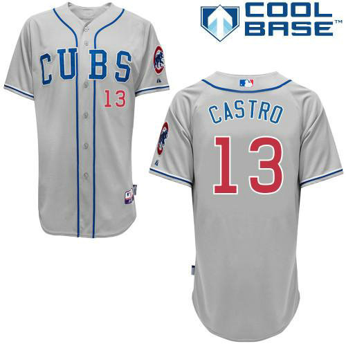 Chicago Cubs #13 Starlin Castro Grey Alternate Road Cool Base Baseball Jersey