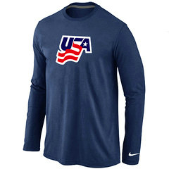 New USA Graphic Legend Performance Collection Locker Room Long Sleeve T-Shirt D.Blue