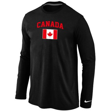 New 2014 Olympics Canada Flag Collection Locker Room Sleeve T-Shirt Black
