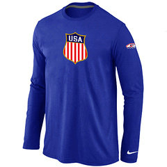 New Team USA Hockey Winter Olympics KO Collection Locker Room Long Sleeve T-Shirt Blue