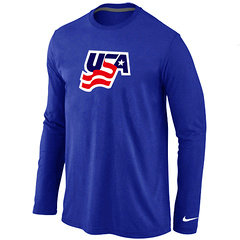 New USA Graphic Legend Performance Collection Locker Room Long Sleeve T-Shirt Blue