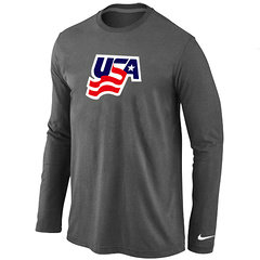 New USA Graphic Legend Performance Collection Locker Room Long Sleeve T-Shirt D.Grey