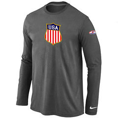 New Team USA Hockey Winter Olympics KO Collection Locker Room Long Sleeve T-Shirt D.Grey