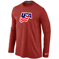 New USA Graphic Legend Performance Collection Locker Room Long Sleeve T-Shirt Red