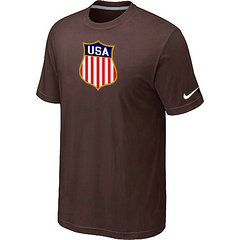 New Team USA Hockey Winter Olympics KO Collection Locker Room T-Shirt Brown