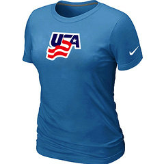New USA Graphic Legend Performance Collection Locker Room Women's T-Shirt L.blue