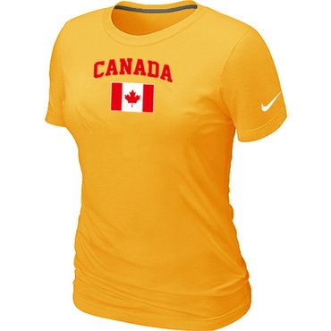 New 2014 Olympics Canada Flag Collection Locker Room Women's T-Shirt Yellow