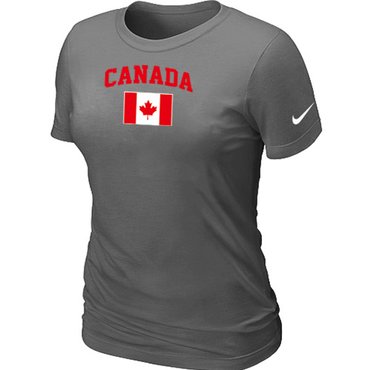 New 2014 Olympics Canada Flag Collection Locker Room Women's T-Shirt D.Grey