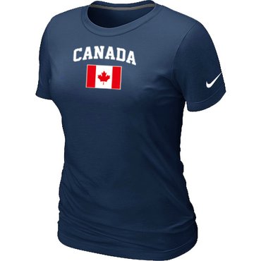 New 2014 Olympics Canada Flag Collection Locker Room Women's T-Shirt D.Blue