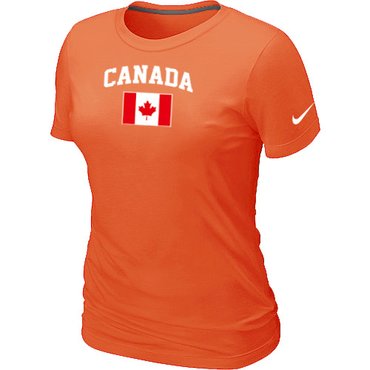 New 2014 Olympics Canada Flag Collection Locker Room Women's T-Shirt Orange