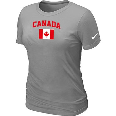 New 2014 Olympics Canada Flag Collection Locker Room Women's T-Shirt L.Grey