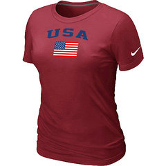 USA Olympics USA Flag Collection Locker Room Women's T-Shirt Red