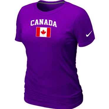 New 2014 Olympics Canada Flag Collection Locker Room Women's T-Shirt Purple