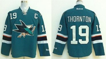 San Jose Sharks #19 Joe Thornton Stitched Blue NHL Jersey