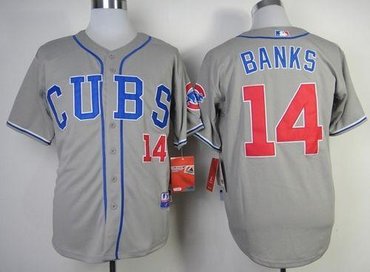 Chicago Cubs #14 Ernie Banks Grey Alternate Road Cool Base Stitched Baseball Jersey