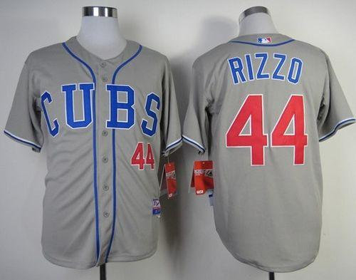 Chicago Cubs #44 Anthony Rizzo Grey Alternate Road Cool Base Stitched Baseball Jersey