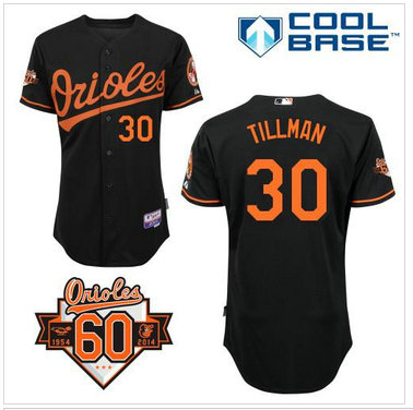 Baltimore Orioles #30 Chris Tillman Black 1954-2014 60th Anniversary Cool Base Baseball Jersey