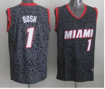 Miami Heat #1 Chris Bosh Black Crazy Light NBA Jersey