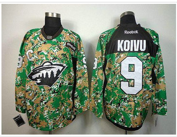 Minnesota Wild #9 Mikko Koivu Camo Veterans Day Practice Stitched NHL Jersey Minnesota Wild #9 Mikko Koivu Camo Veterans Day Practice Stitched NHL Jersey