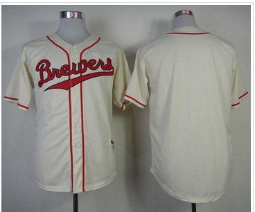Milwaukee Brewers Blank Cream 1948 Turn Back The Clock Stitched Baseball Jersey