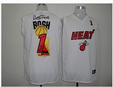 Miami Heat #1 Chris Bosh white with black&red (2014 champions)