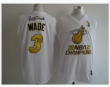 nba miami heat #3 wade white with gold (2014 champions)