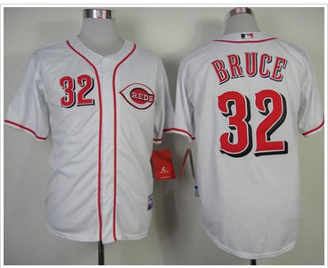 Cincinnati Reds #32 Jay Bruce White Cool Base Stitched Baseball Jersey
