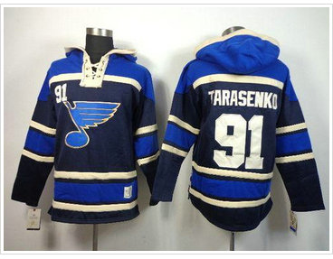 St. Louis Blues #91 Vladimir Tarasenko Navy Blue Sawyer Hooded Sweatshirt Stitched NHL Jersey