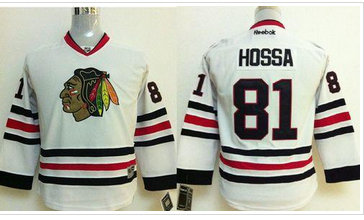 Youth NHL Chicago Blackhawks #81 Marian Hossa White Jersey