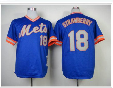 New York Mets #18 Darryl Strawberry Blue Throwback Baseball Jersey(Mitchell And Ness 1983)