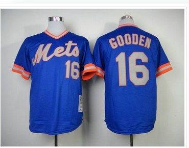 New York Mets #16 Dwight Gooden Blue Throwback Baseball Jersey(Mitchell And Ness 1983)