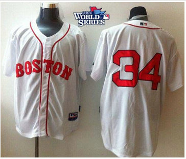Boston Red Sox #34 David Ortiz White Cool Base 2013 World Series Patch Stitched Baseball Jersey